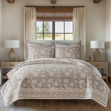 Levtex-Home-Adare-Taupe-Quilt-Set-FullQueen-Quilt-and-Two-Standard-Shams-Bordered-Floral-Taupe-Grey-and-Cream-Quilt-88x92in.-and-Shams-20x26in.-Reversib-1