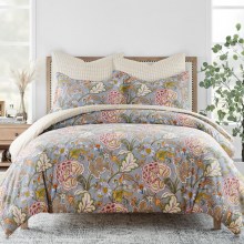 Levtex-Home-Angelica-Comforter-Set-FullQueen-Comforter-Two-Standard-Pillow-Cases-Floral-Blue-Grey-Taupe-Green-Maroon-Comforter-90-x-94in.-and-Pillow-Case-3
