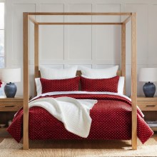 Levtex-Home-Cross-Stitch-Velvet-Red-Quilt-Set-FullQueen-Quilt-Two-Standard-Pillow-Shams-Cross-Stitched-Pattern-Quilt-Size-88x92in.-and-Pillow-Sham-Size-26x-5