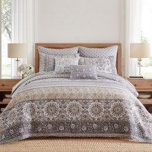 Levtex-Home-Lirelle-Quilt-Set-FullQueen-Quilt-and-Two-Standard-Shams-Bordered-Floral-Grey-Tan-White-and-Charcoal-Quilt-88x92in.-and-Shams-20x26in.-Revers-1