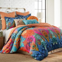 Levtex-Home-Mackenzie-Quilt-Set-FullQueen-Quilt-88x92in.-Two-Standard-Pillow-Shams-26x20in.-Bohemian-Teal-Orange-Yellow-Green-Blue-Reversible-Cot-5