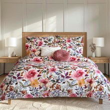 Levtex-Home-Mona-Duvet-Cover-Set-FullQueen-Duvet-Cover-90-x-94in.-Two-Standard-Pillow-Cases-26-x-20in.-Watercolor-Floral-White-Mauve-Deep-Purple-Blush-Oc-5