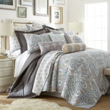 Levtex-Home-Rome-Quilt-Set-FullQueen-Quilt-Two-Standard-Pillow-Shams-Paisley-Beige-Blue-and-White-Quilt-Size-88x92in.-and-Pillow-Sham-Size-26x20in.-4