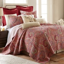 Levtex-Home-Spruce-Red-Quilt-Set-FullQueen-Quilt-88x92in.-Two-Standard-Pillow-Shams-26x20in.-Paisley-Pattern-in-Burgundy-Red-Tan-Grey-Reversible-Cot-4