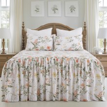 Levtex-Home-Vivian-Bedspread-Set-Queen-Bedspread-and-Two-Standard-Shams-Botanical-Floral-Coral-Green-Yellow-Cream-Bedspread-60x80-30in.Drop-and-Shams-4